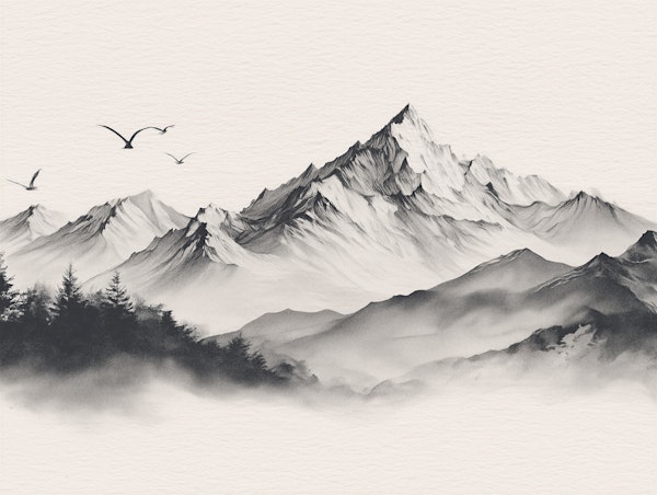 Monochrome Alpine Landscape