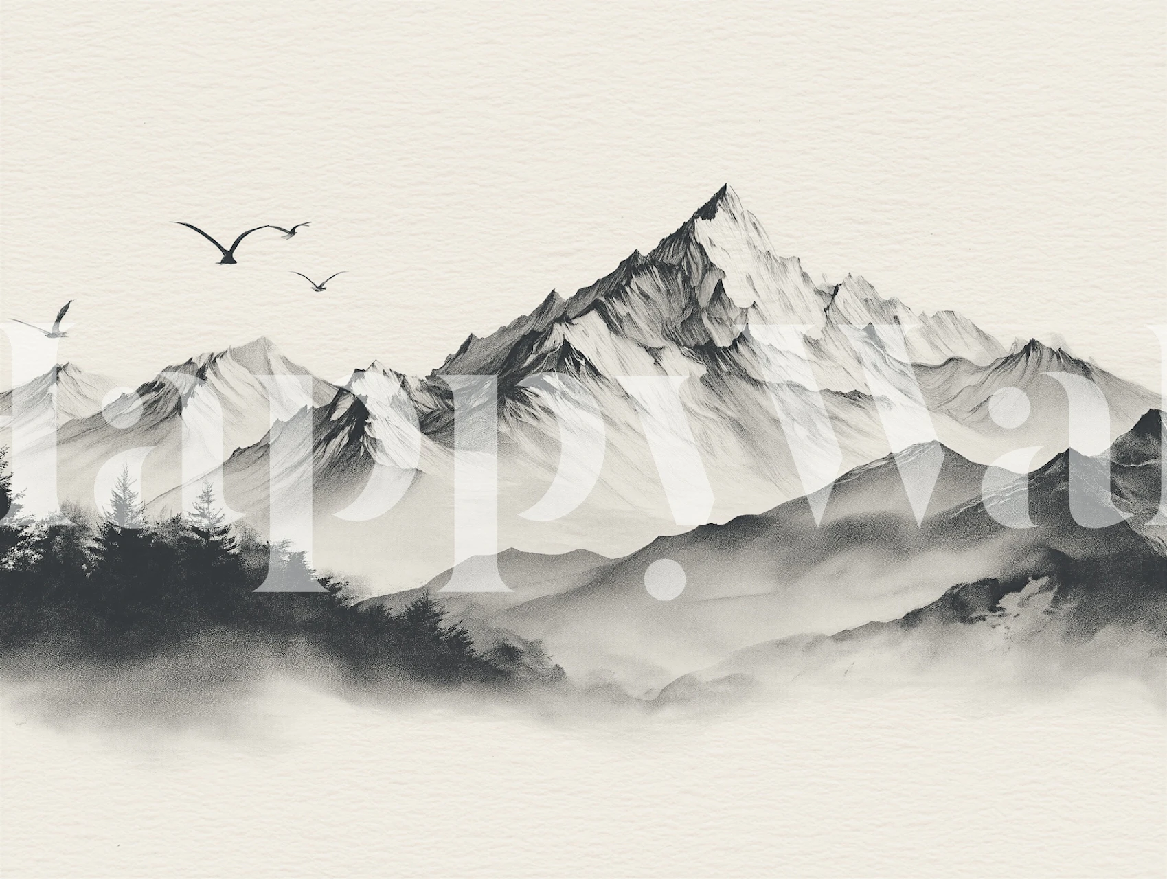 Monochrome Alpine Landscape wallpaper