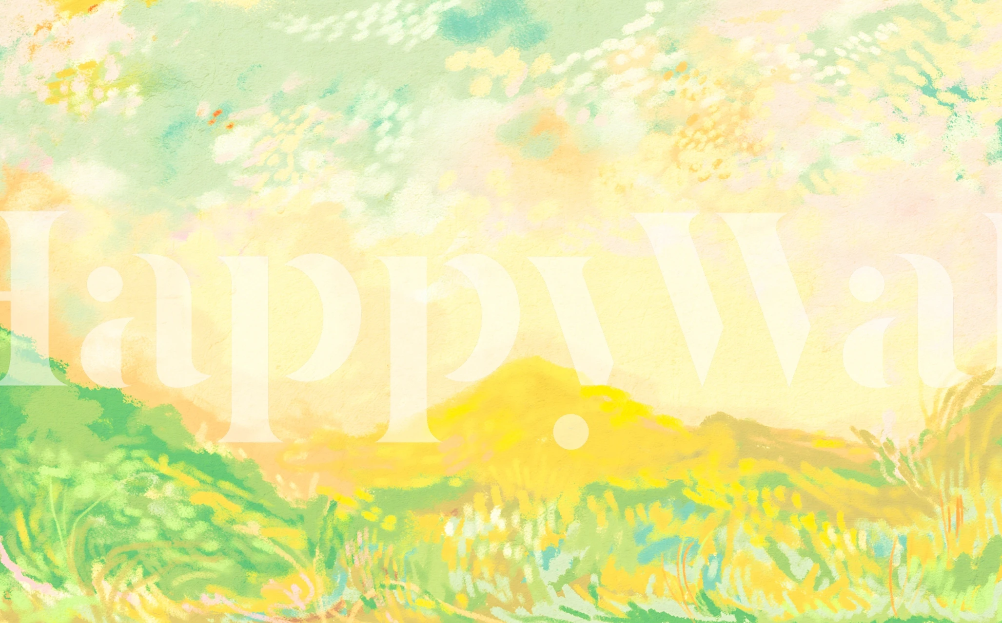 Pastel Sunrise Meadow wallpaper displayed in a room