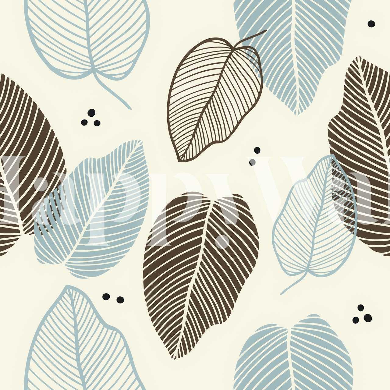 Diseño de papel tapiz retro inspirado Leaves Mid Century Modern