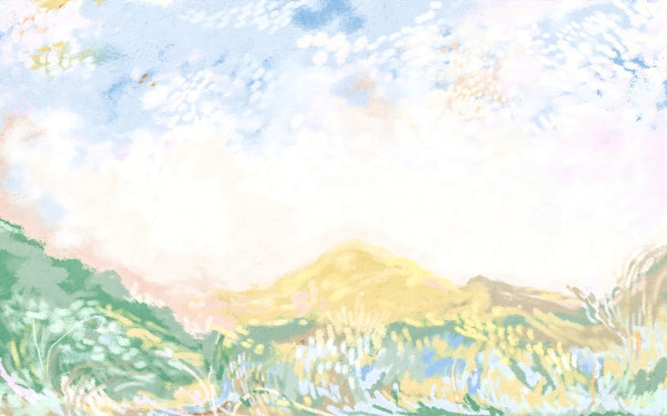 Pastel Mountain Meadow Sky