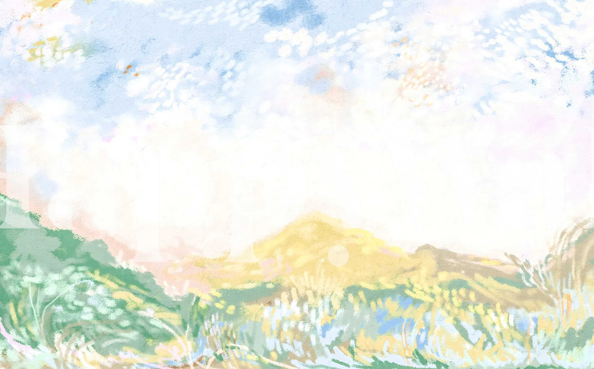 Pastel Mountain Meadow Sky tapet