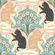 Tabby Black Cats Toilet Paper Art Nouveu Pink
