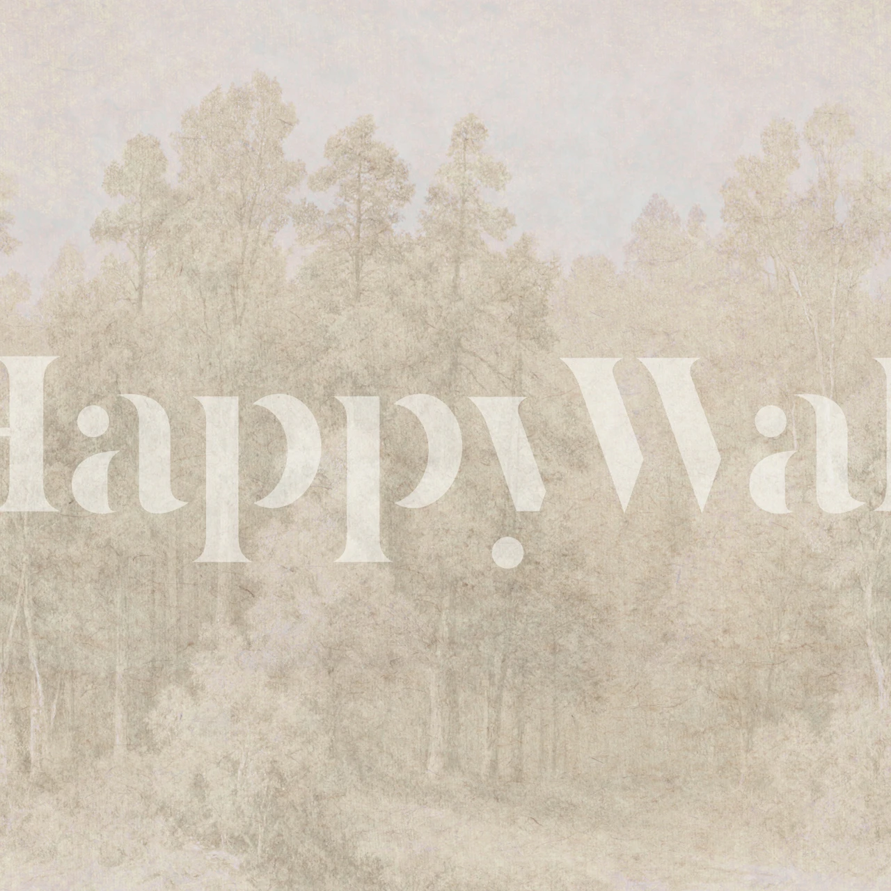 Soft Beige Woodland Haze wallpaper in a room