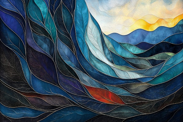 Teal Feather Flow Abstract