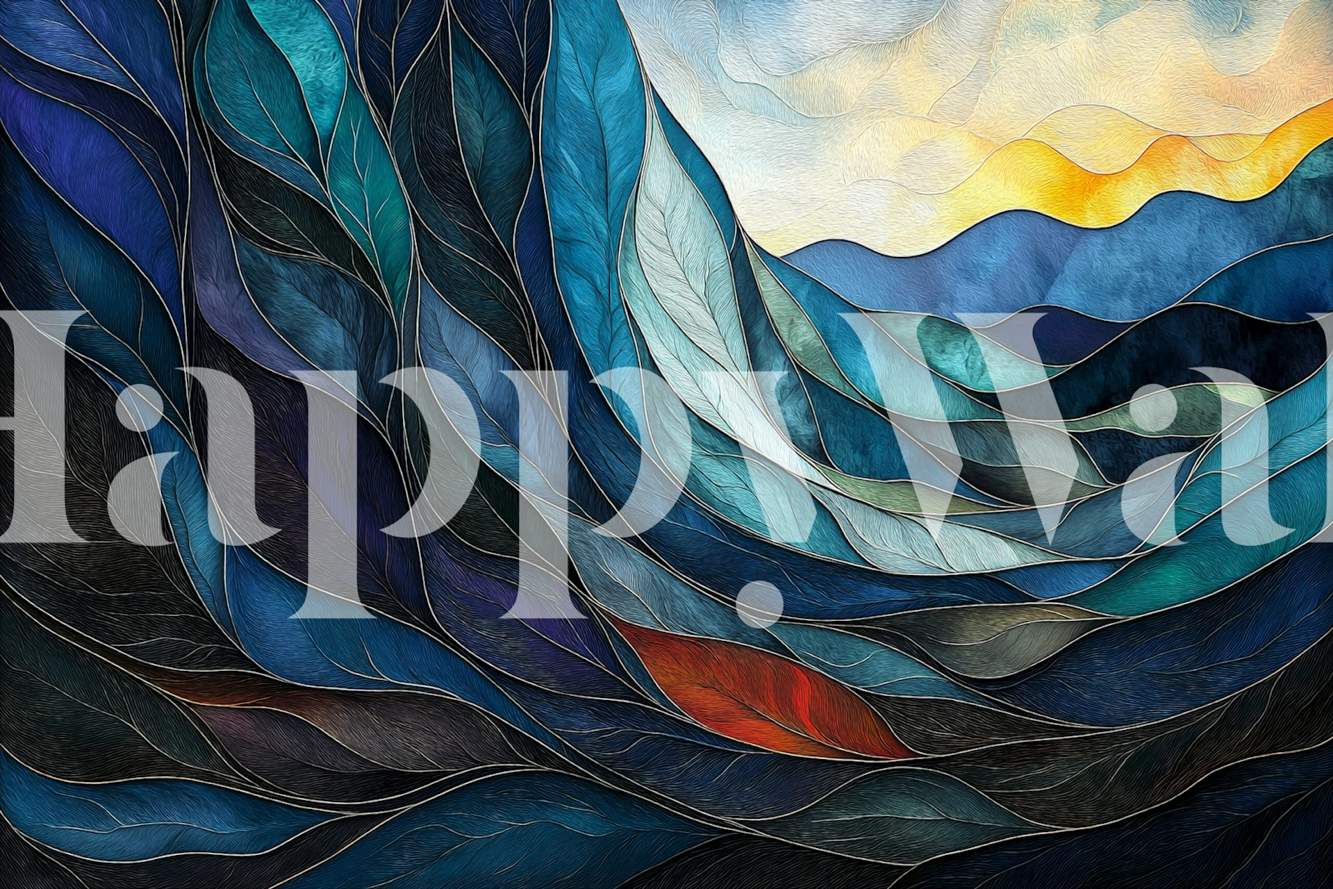 Teal Feather Flow Abstract tapety