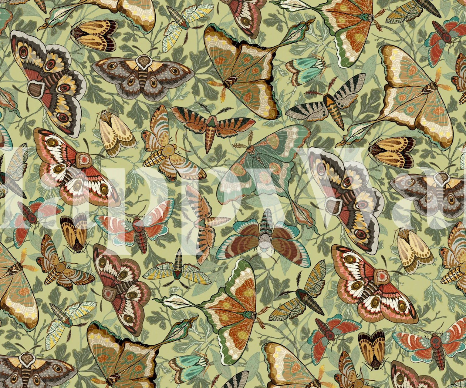 Moths and Butterflies Mural Honeydew | Happywall