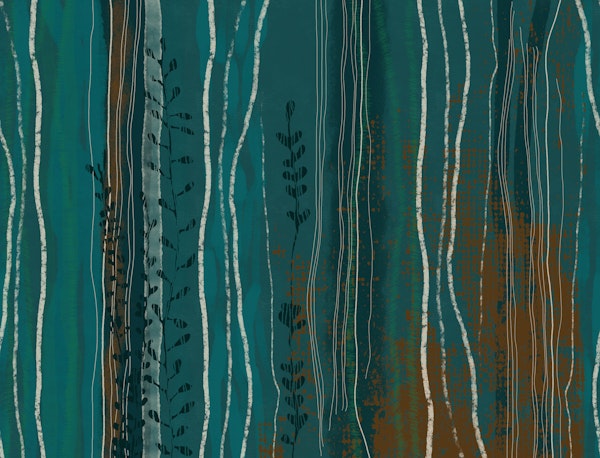 Nordic Forest Stripes Teal Rust