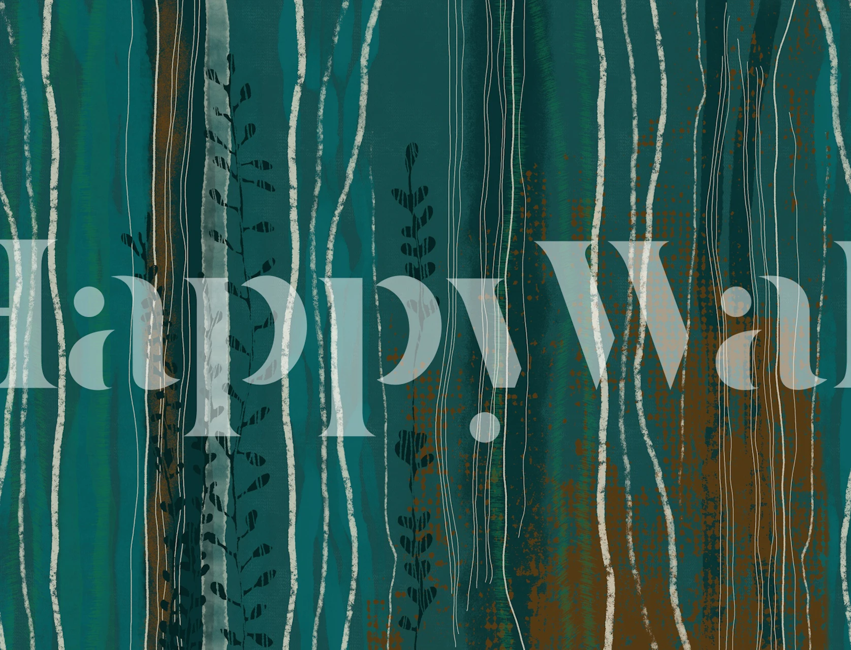 Tapeta Nordic Forest Stripes Teal Rust v izbe