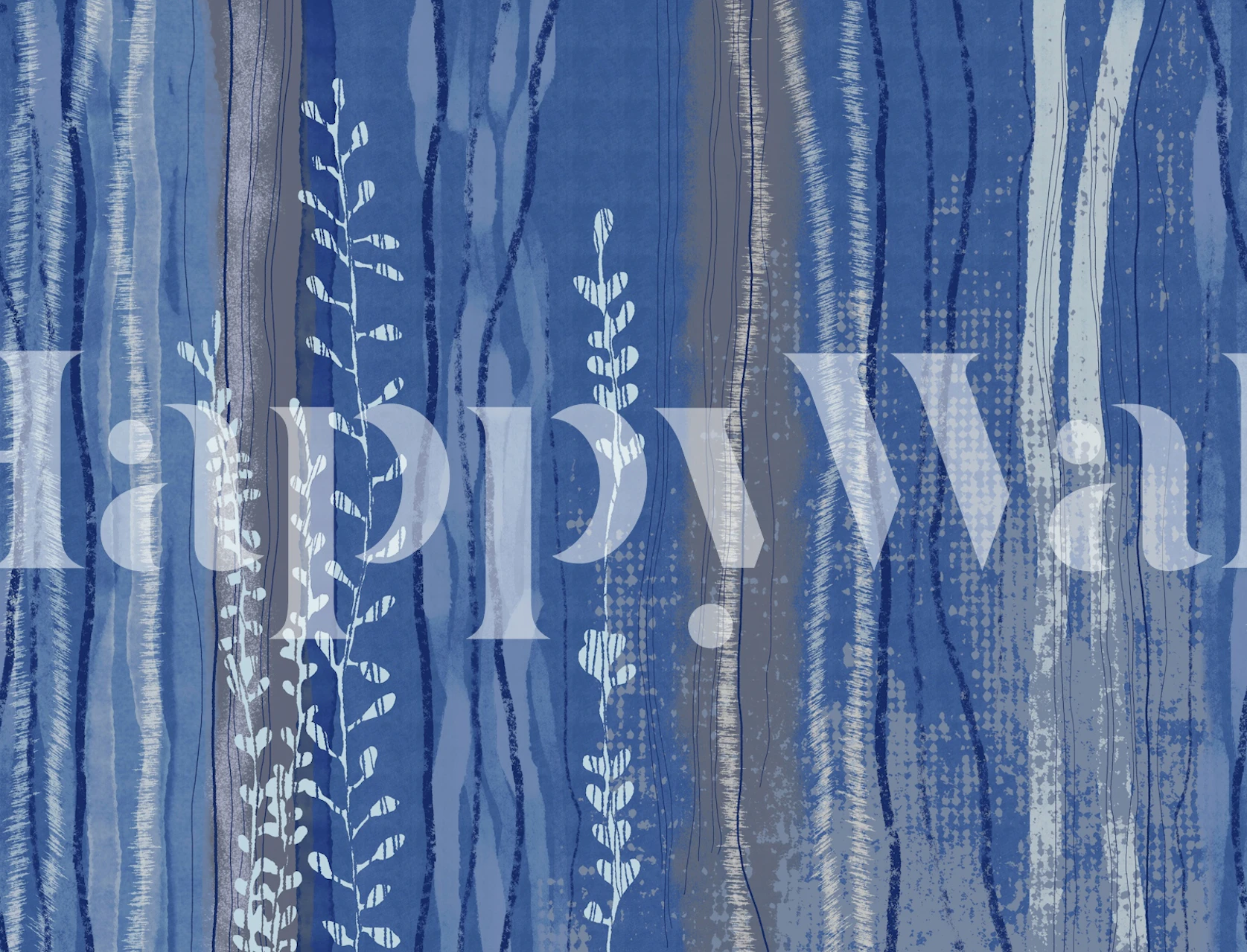 Nordic Forest Stripes Cobalt wallpaper in a room