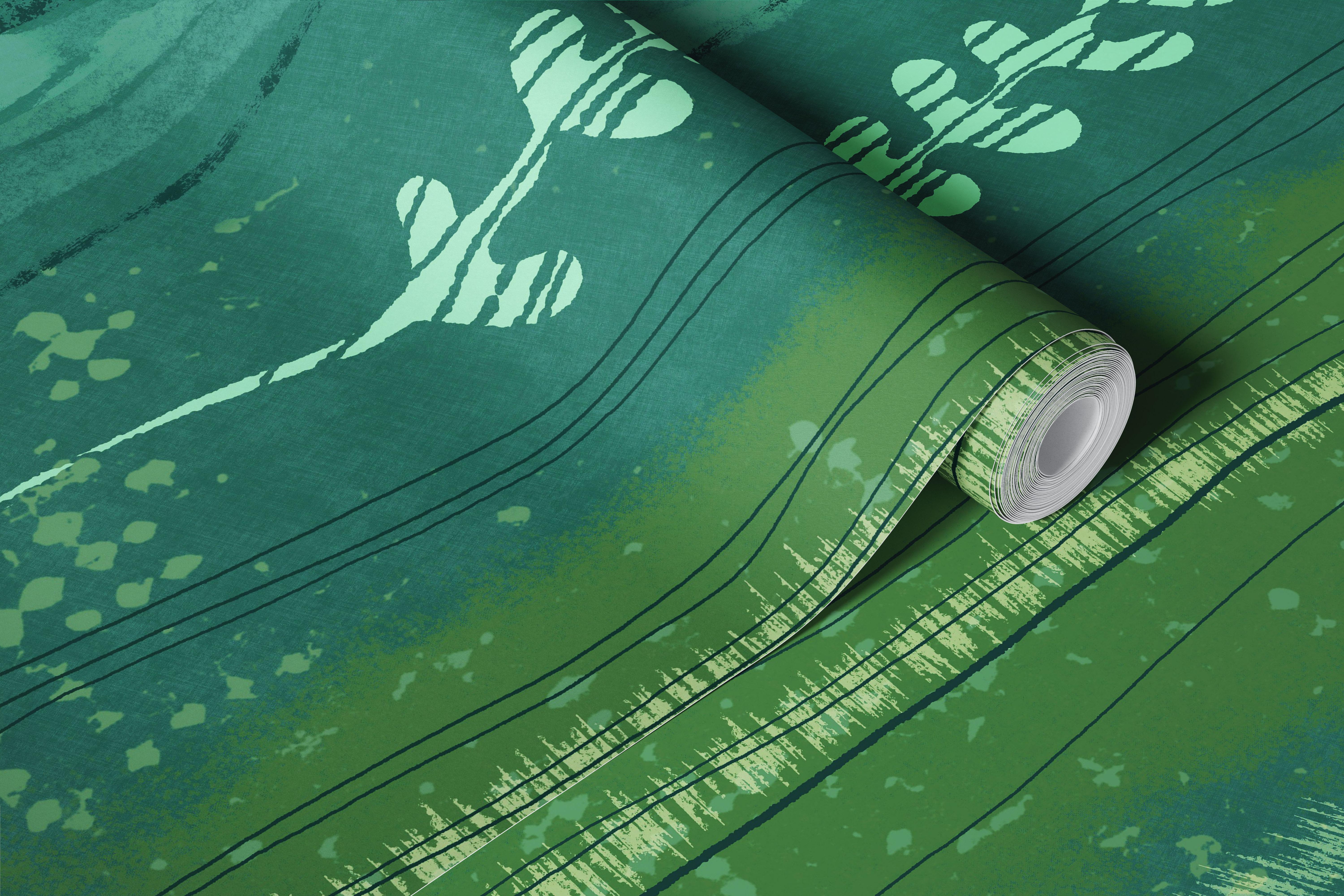 Nordic Forest Stripes Green wallpaper in a room