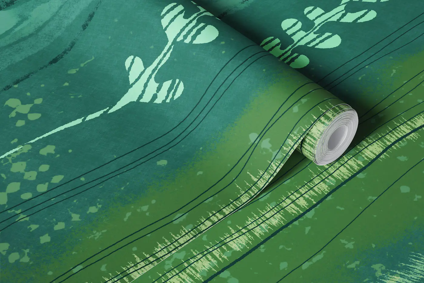 Nordic Forest Stripes Green wallpaper roll