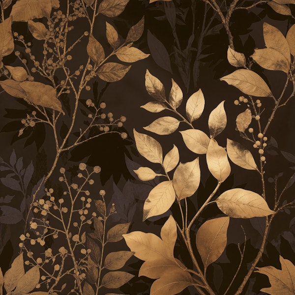 Vintage Gold Leaf Silhouette