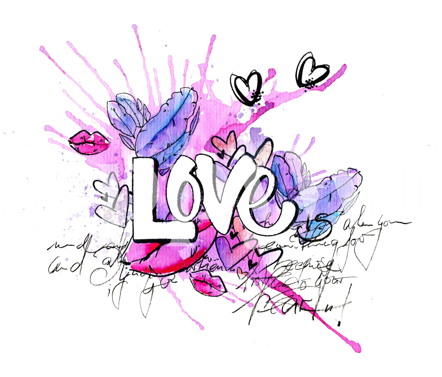 Romantic love typography wallpaper design