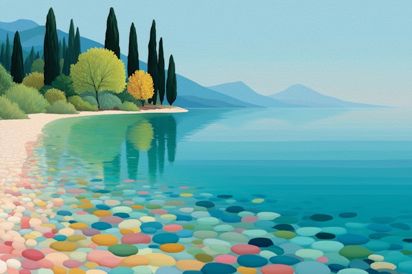 Turquoise Lake Pebble Shore