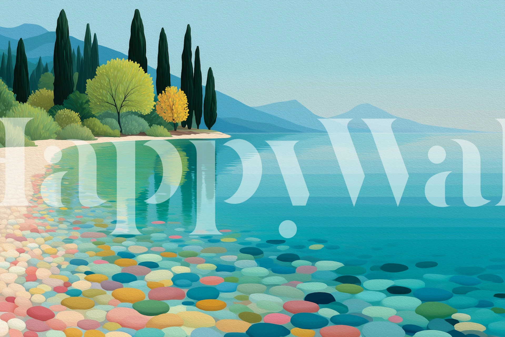 Projekt tapety Turquoise Lake Pebble Shore