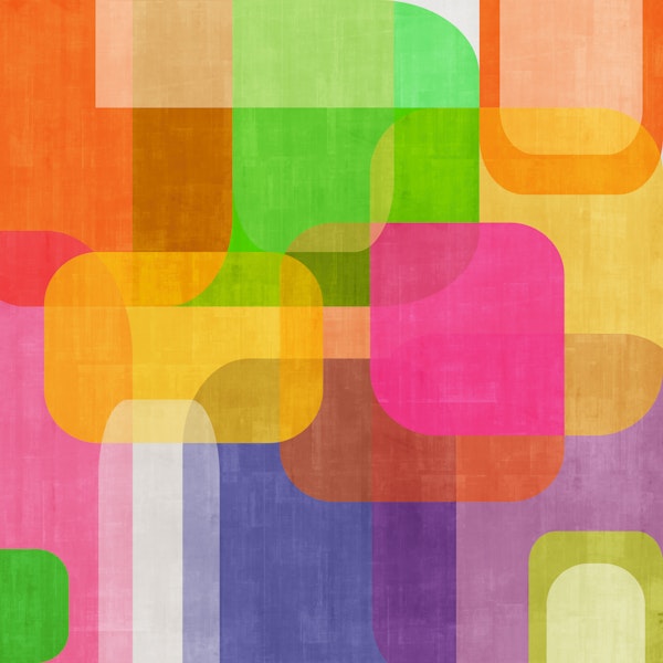 Mid Century Geometric Color Blocks - Square