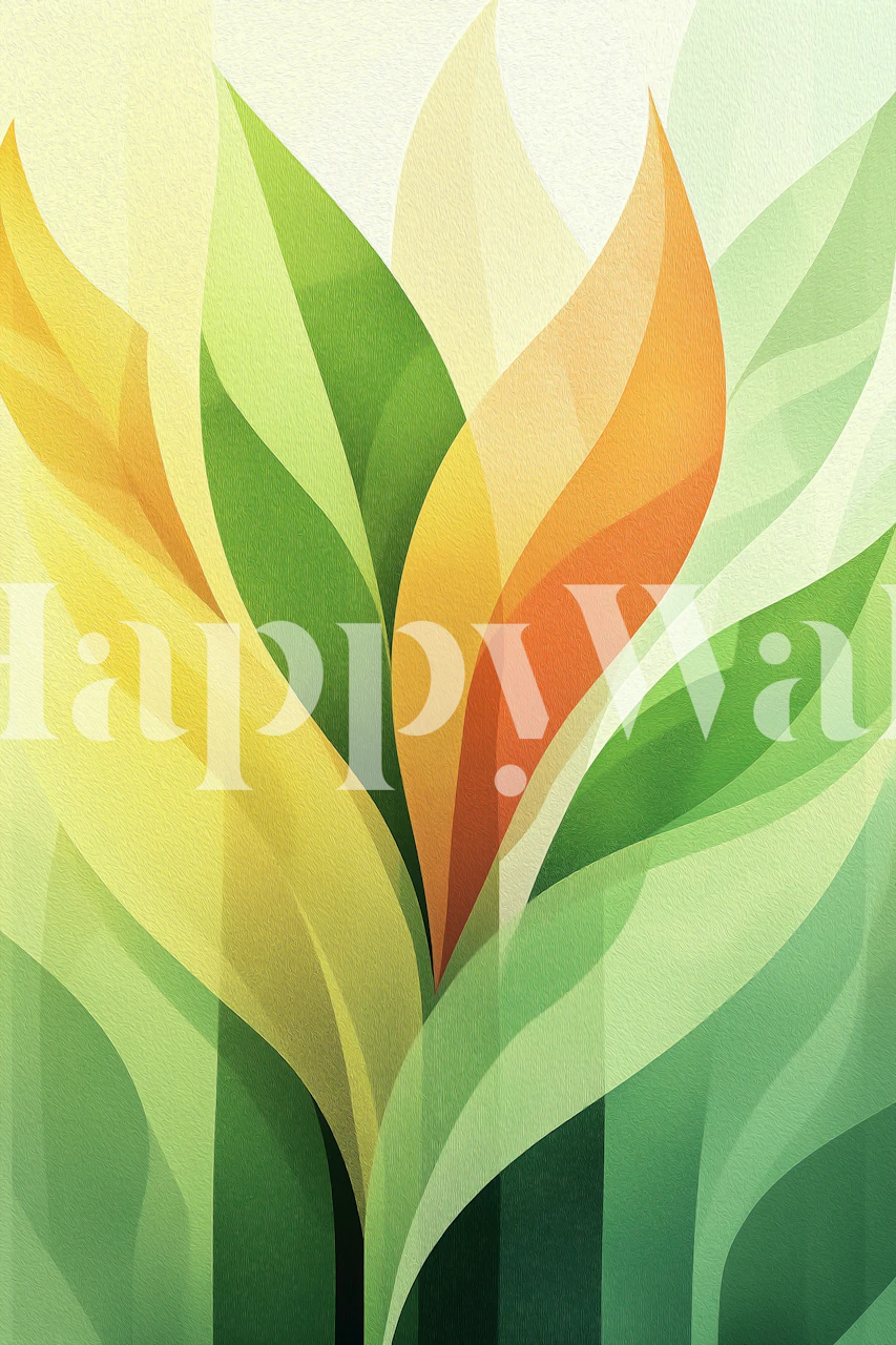 Soft Pastel Foliage Painterly wallpaper in a room