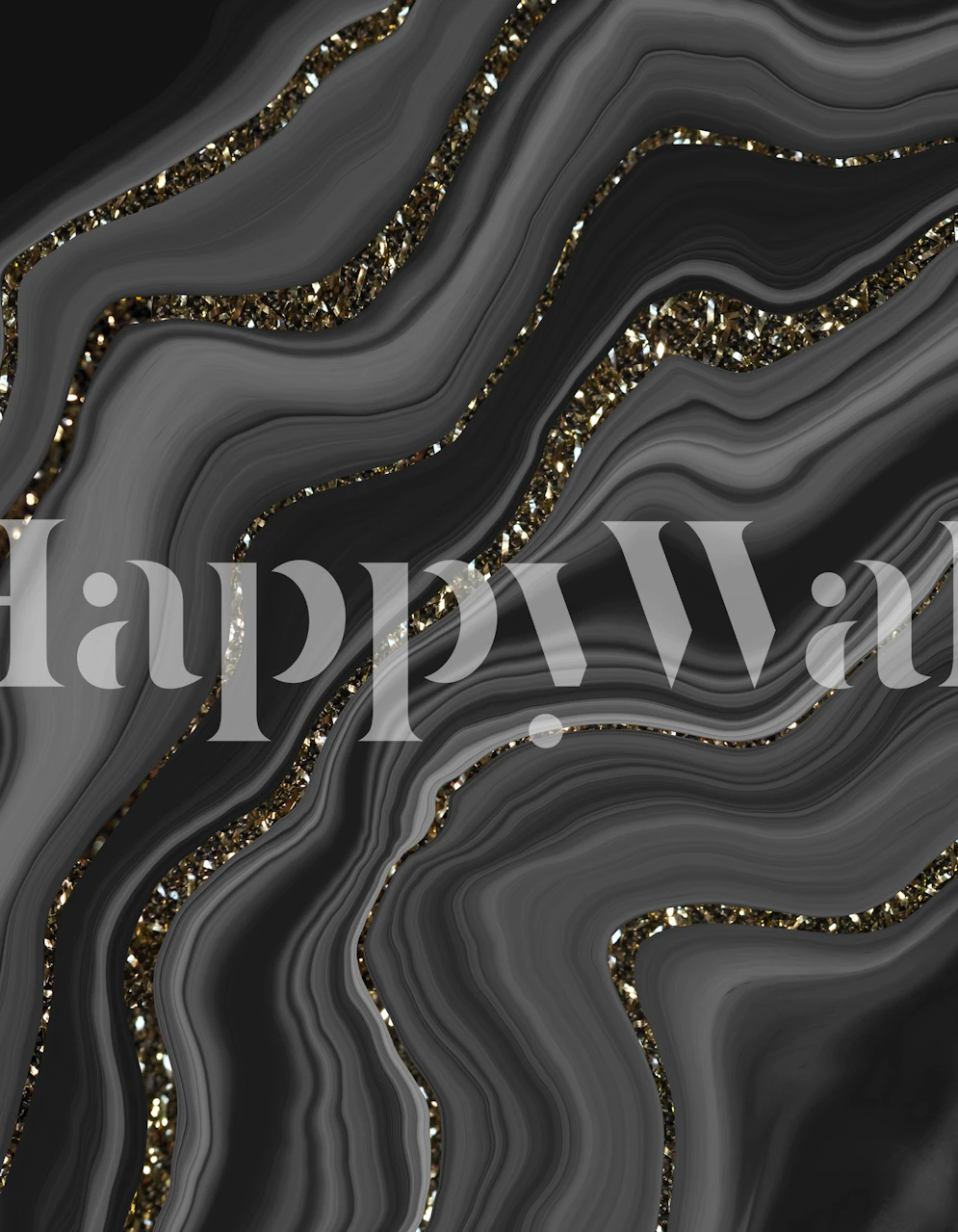 Black and gray agate pattern with gold accents wallpaper