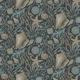 Hand Drawn Kelp and Seashells Navy
