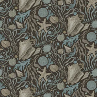 Hand Drawn Kelp and Seashells Brown wallpaper
