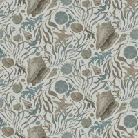 Hand Drawn Kelp and Seashells Warm Gray Small wallpaper