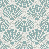Silver teal seashells on sand tapet
