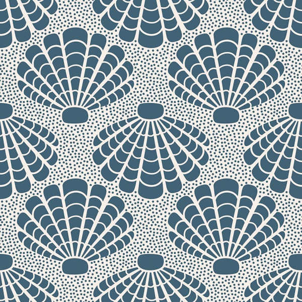 Navy seashells on sand