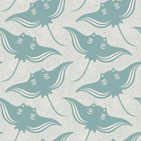 Coastal nautical stingray manta ray teal wallpaper