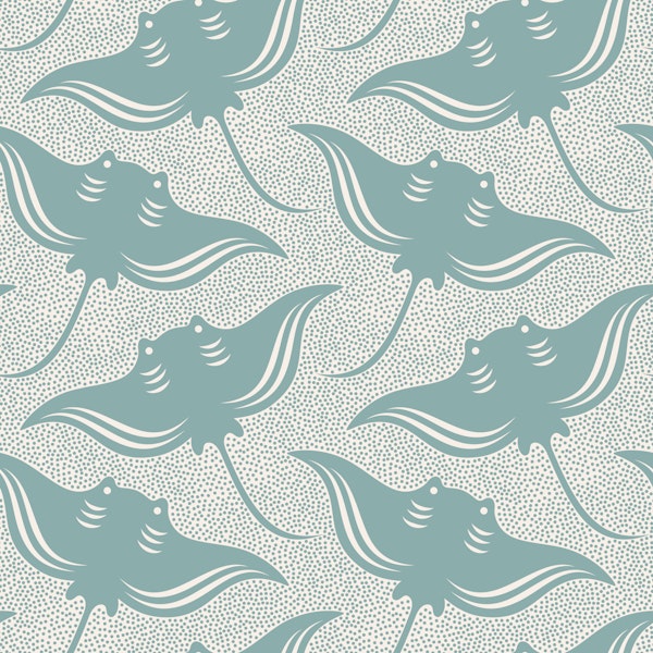 Coastal nautical stingray manta ray teal