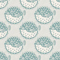 Playful Pufferfish Teal tapet