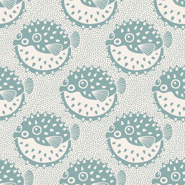 Playful Pufferfish Teal