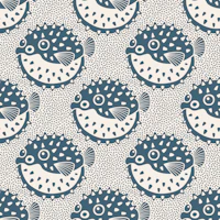 Playful Pufferfish Navy tapet