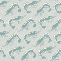 Shrimp Parade Teal Grey wallpaper
