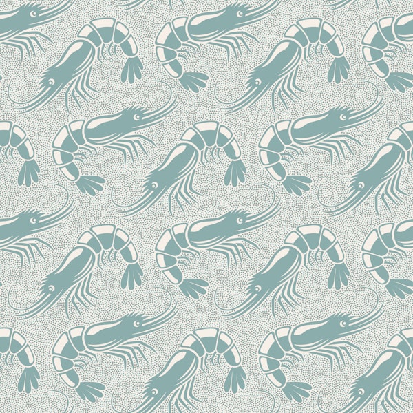 Shrimp Parade Teal Grey