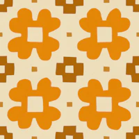 Retro Hand Cut Floral Tiles wallpaper
