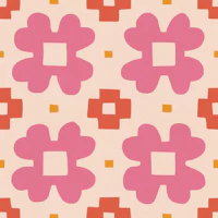 Retro Hand Cut Floral Tiles - Pink Garden wallpaper