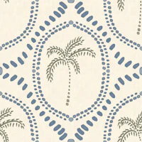 Beachy Boho Palm Oasis Slate Blue behang