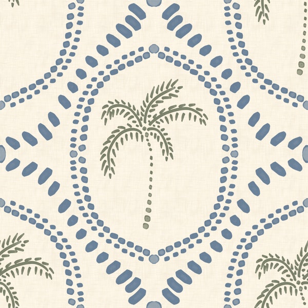 Beachy Boho Palm Oasis Slate Blue