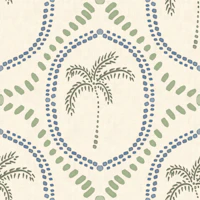 Beachy Boho Palm Oasis Slate Blue & Costal Gr behang