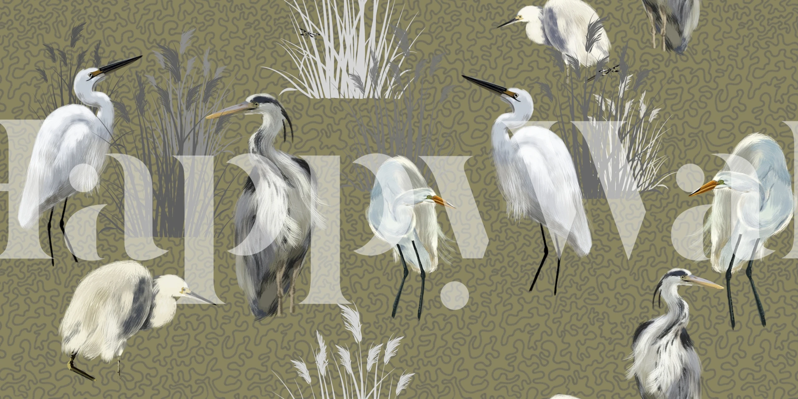 Lagoon Birds in Ochre tapet