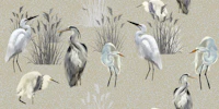Lagoon Birds in Cream behang
