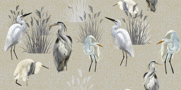Lagoon Birds in Cream
