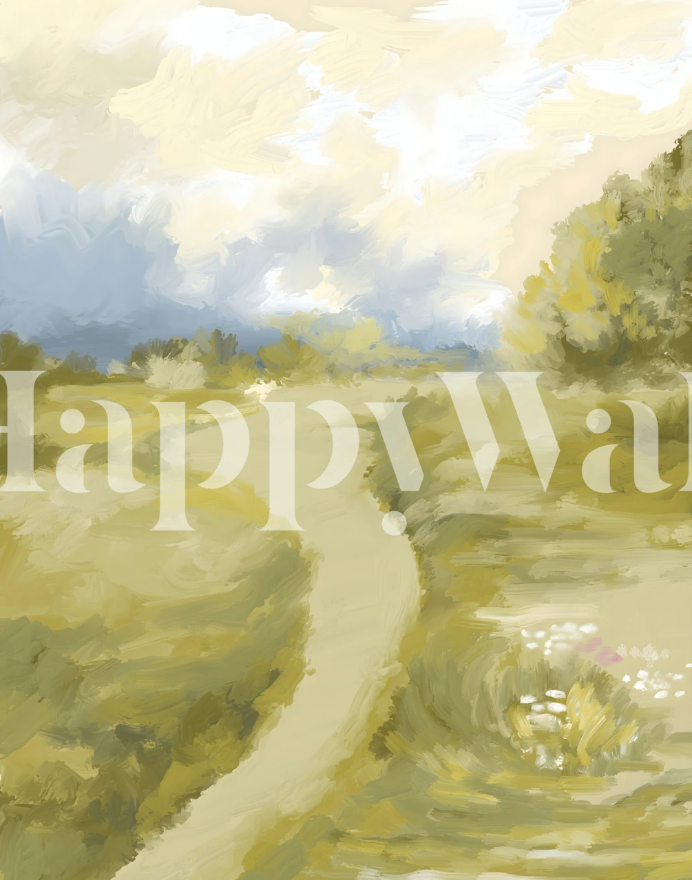 Miękka tapeta olejna z wiejskim pejzażem w pokoju