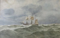 Vintage Sailing Ship in Stormy Seas wallpaper