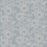 Dusty Blue Floral Linework tapet