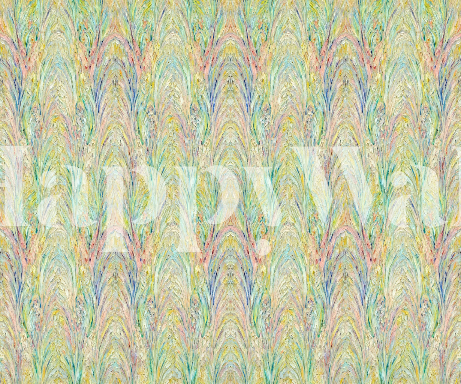 Pastel Peacock Feather Waves tapet i et rom