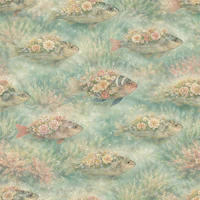 Flowerful Fishes - Blue Version tapety