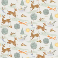 Watercolor Forest Animals Soft White tapet