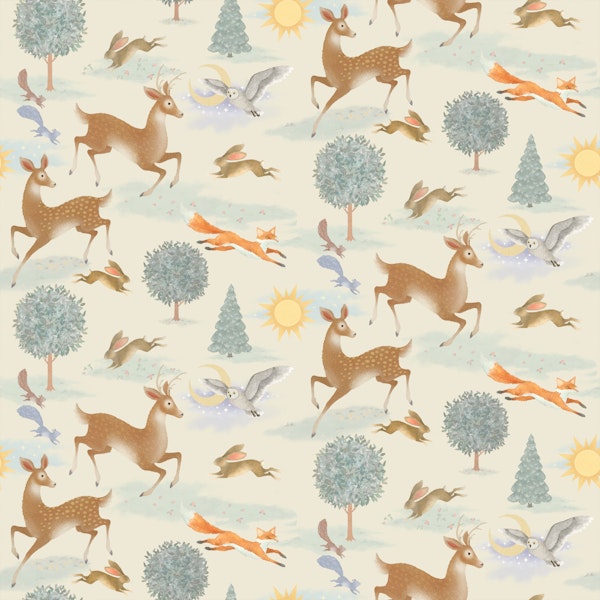 Watercolor Forest Animals Cream